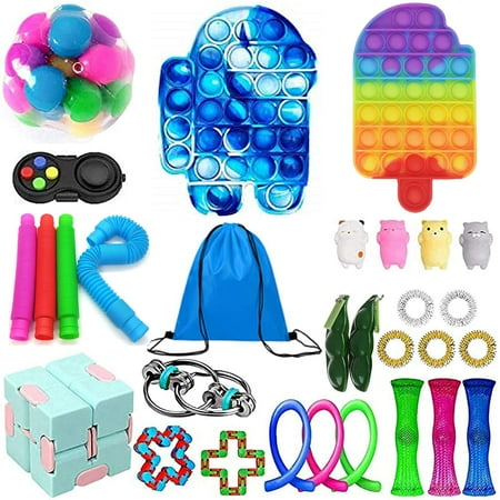 hirigin Sensory Fidget Toy Set 30Pcs Anti-Anxiety Tools Kit School Rewards