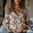 thumbnail image 5 of Chuancc Shirts For Women Long Sleeve Shirts For Women Fall Clothes Womens Office Tops Fall Outfits Tops For Women Trendy Button Down Shirts For Women Gray XL, 5 of 7