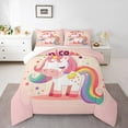 thumbnail image 2 of Erosebridal Girly Rainbow Unicorn Bedding Sets Full with Comforter, Cute Stars Duvet Insert, Cartoon Animal Decor, 3pcs, 2 of 7