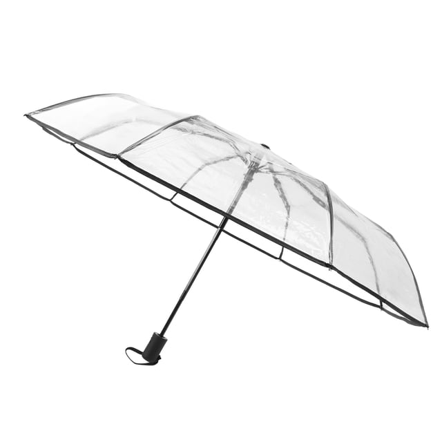 Paraguas Plegable Automático ANGGREK Transparente de Goma de Plástico 3 Pliegues