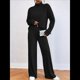 thumbnail image 4 of Conjuntos de 2 Piezas para Mujer para Otoño: Suéter de Punto de Viaje, Pantalones Anchos y Chándal para Estar en Casa. Negro L, 4 of 7