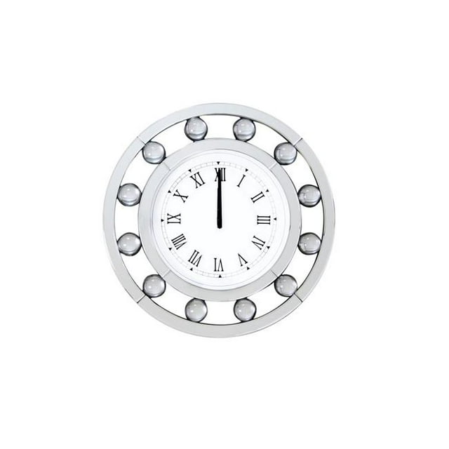 Benzara BM184772 Horloge Murale Ronde en Bois, Blanc - 19.69 x 2.76 x 19.69 Po