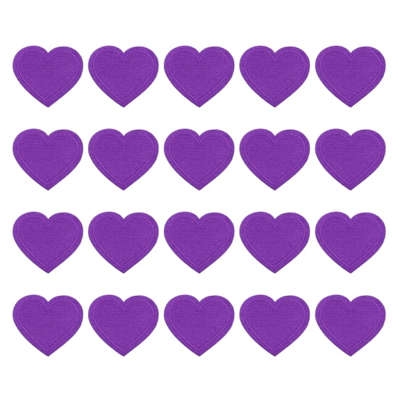 Uxcell Heart Iron-on Patches, 20 Pcs Sew on Heart Embroidered Patches Appliques Embellishments for Clothing Jackets Hat Backpack Repairing Decorations, Purple, 1.6" x 1.4"