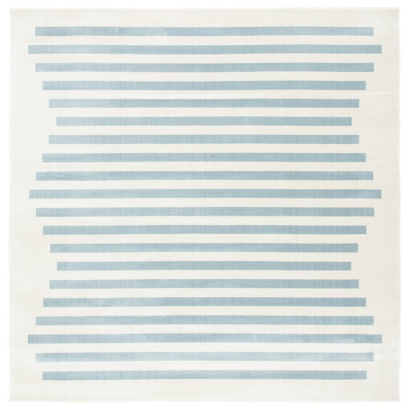 SAFAVIEH Orwell Rhetta Striped Area Rug, Ivory/Blue, 6'7" x 6'7" Square