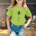 thumbnail image 2 of WEIYLL Girls Funny Tshirts Casual Cartoon Bee Print Round Neck Loose Short Sleeve Kids Clothing for 10-11 Years, 2 of 4