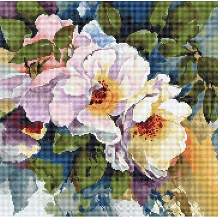 UPC: 4840746029585 | Counted Cross-Stitch Kit Roses B2402 Needlework Flowers Pink By Luca-S White Nature