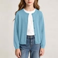 thumbnail image 6 of Agkizg Kids Girls Round Neck Knit Cardigan Long Sleeve Lightweight Open Front Coat with Pockets Solid Color Casual Comfortable Outerwear, 6 of 6