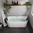 thumbnail image 3 of 67-in L x 31.5-in W White Acrylic Center Drain Freestanding Whirlpool Tub with Faucet - Handshower - Headrest - 8 Water Jets, 3 of 15