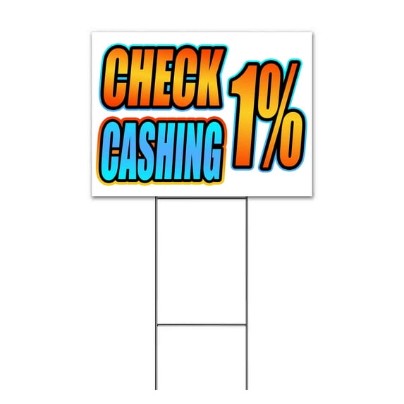 Cash Checking 1% (18" x 24") Yard Sign, Includes Metal Step Stake