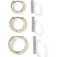 thumbnail image 1 of 18K Gold Plated 925 Sterling Silver Post, 3 Pairs Small Gold Hoop Earrings Set, 1 of 4