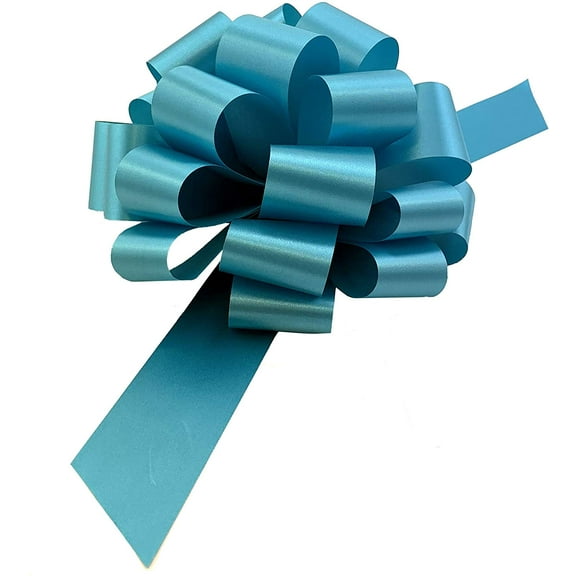 Turquoise Decorative Ribbon Pull Bows - 9" Wide, Set of 6, Easter, Gift Basket, Presents, Birthday, Wedding, Reception, Anniversary, Decoration, Christmas