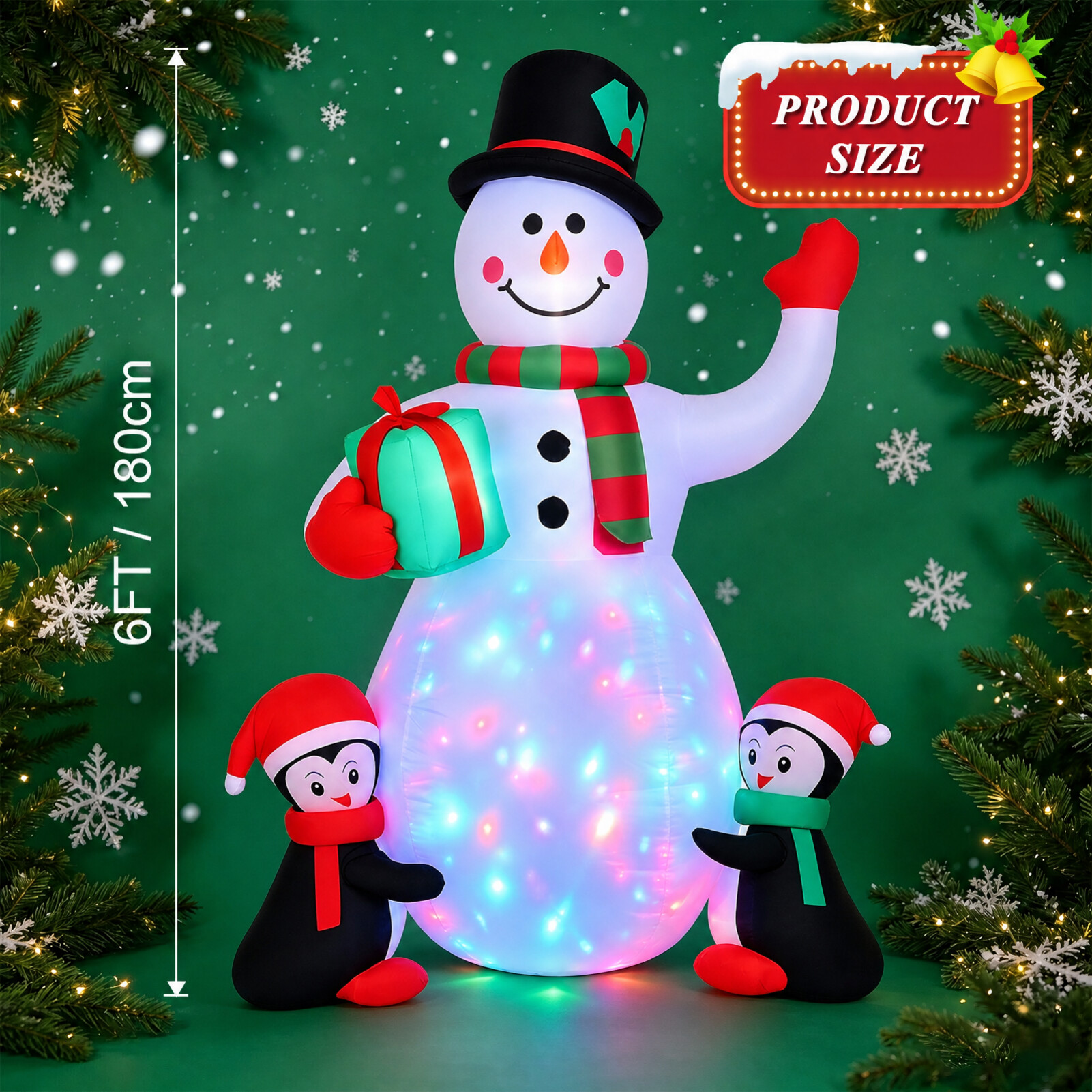 Justpe 6.5-Foot Christmas Inflatable Snowman with Penguins photo 2