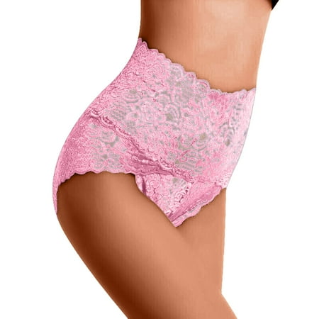 kpoplk Women Lace Underwear Sexy Breathable Hipster Stretch Panties Bikinis XXL Pink