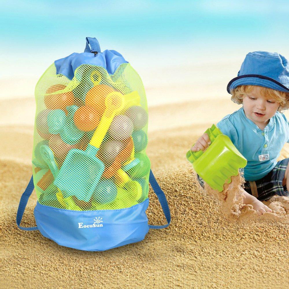 Large Mesh Bag Child Toys Storage Bags for Kids Beach Sand Toys Water Fun Sports Bathroom Clothes Towels Backpacks Gift bluederst Beach Toys Bag