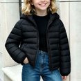 thumbnail image 6 of Jalioing Puffer Jacket for Kids Winter Lightweight Long Sleeve Zipper Up Thermal Coat Solid Color Hooded Puffy Outerwear, 6 of 7