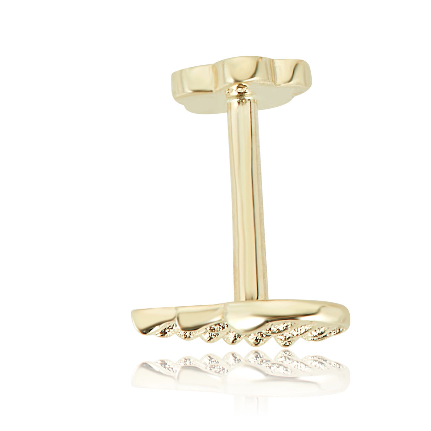 AVORA 14K Yellow Gold Angel Wing Cartilage Piercing Flat Back Earring Body Jewelry (18 Gauge)