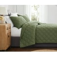 thumbnail image 6 of Brooklyn Loom Diamond Stiched Prewashed 100% Cotton Green 3-Piece Full/Queen Quilt Set, Solid Casual themed, Adult Bedding, OEKO-TEX Certified, 6 of 10