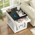thumbnail image 6 of RichYa Furniture Style Dog Crate End Table, Wooden Dog Kennel with Dual USB Charging Station, for Small Dogs Under 25 lbs Indoor Use, White, S Size, 6 of 8