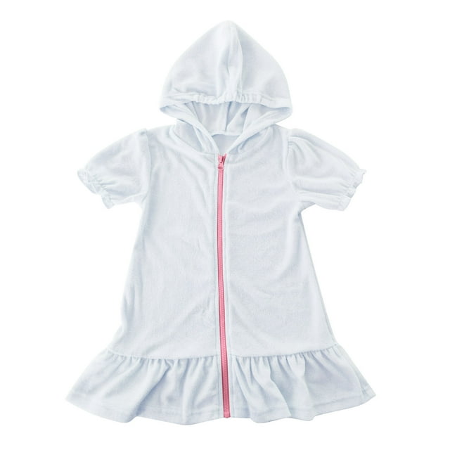 Yanlir Cache-Maillot pour Filles, Mode pour Enfants, Robe à Capuche Zippée pour Plage et Maillot de Bain, 1-11 Ans, Paréos pour Enfants pour Plage et Piscine (Blanc#2, 2-3 Ans)