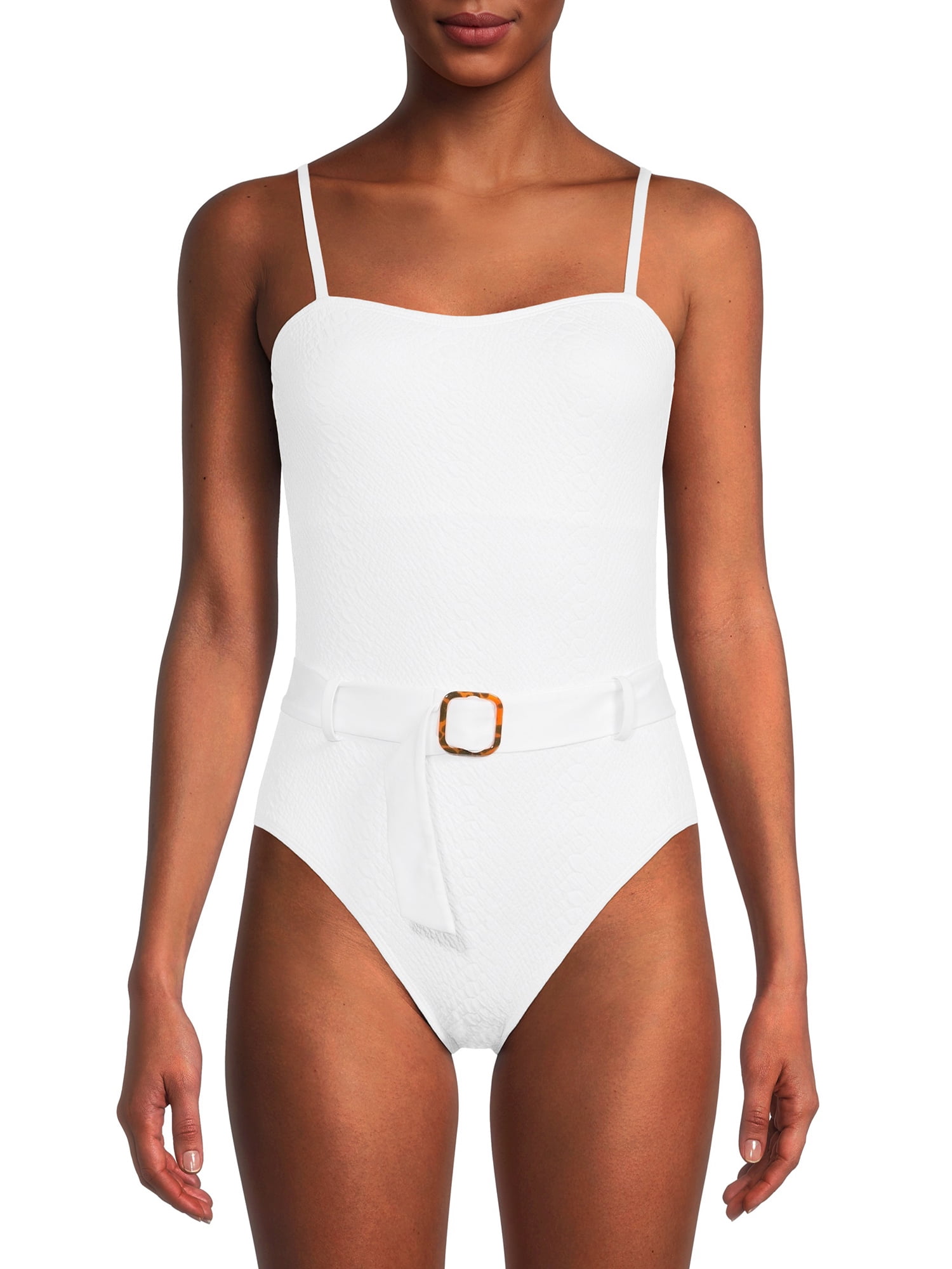 Belted Swimsuit White Ribbed One Piece Swimsuit Women S One Piece