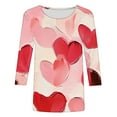 thumbnail image 5 of Styesk T-Shirts pour Femmes à Manches 3/4 Longueur, Imprimé Cœur, Hauts de Sortie, T-Shirts Confortables et Doux à Col Rond, Chandail à Enfiler, T-shirt Léger de Mode, Graphique de la Saint-Valentin, Grande Taille, Hauts Décontractés, 5 of 5