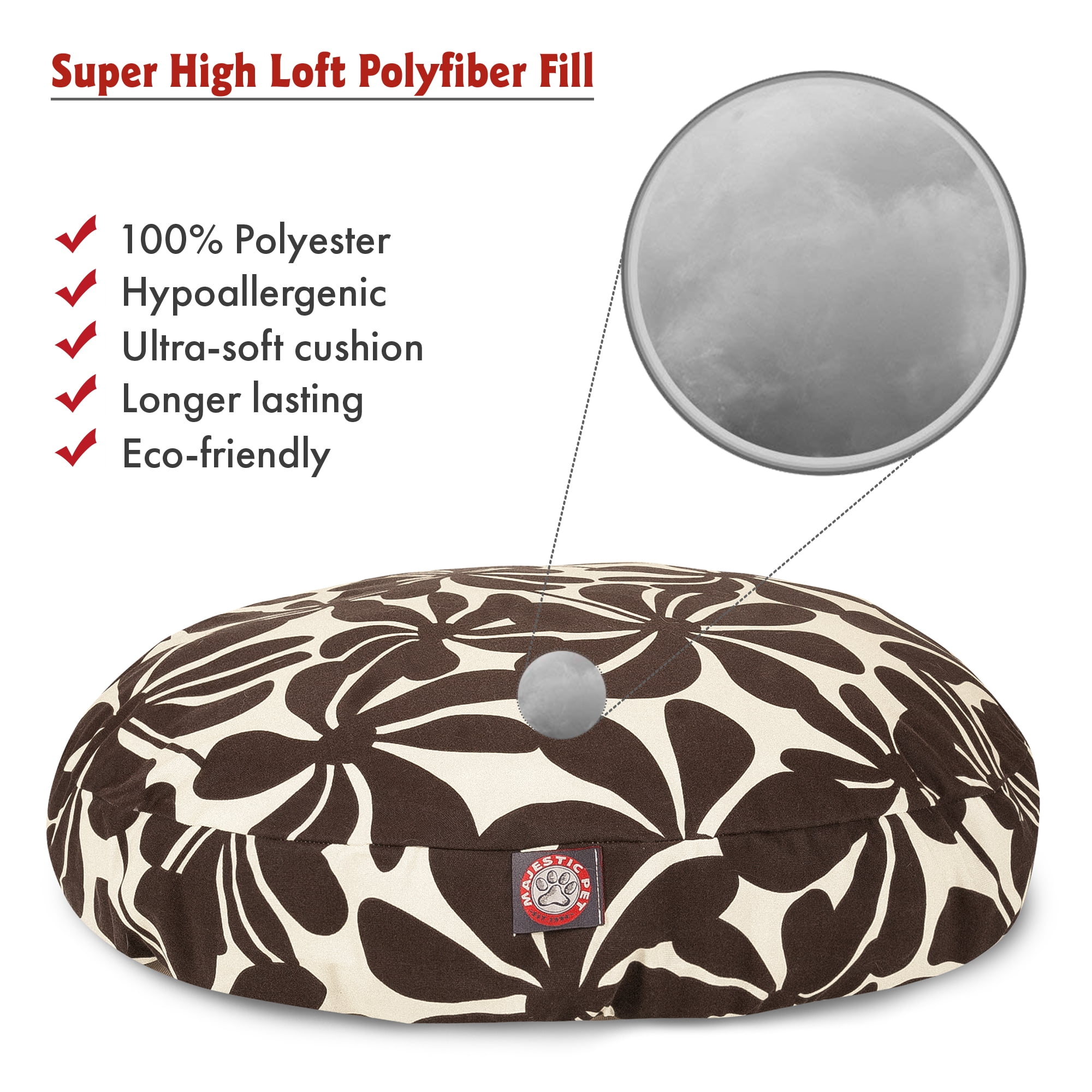 Majestic Pet Plantation Round Dog Bed Treated Polyester Removable Cover Machine Washable
