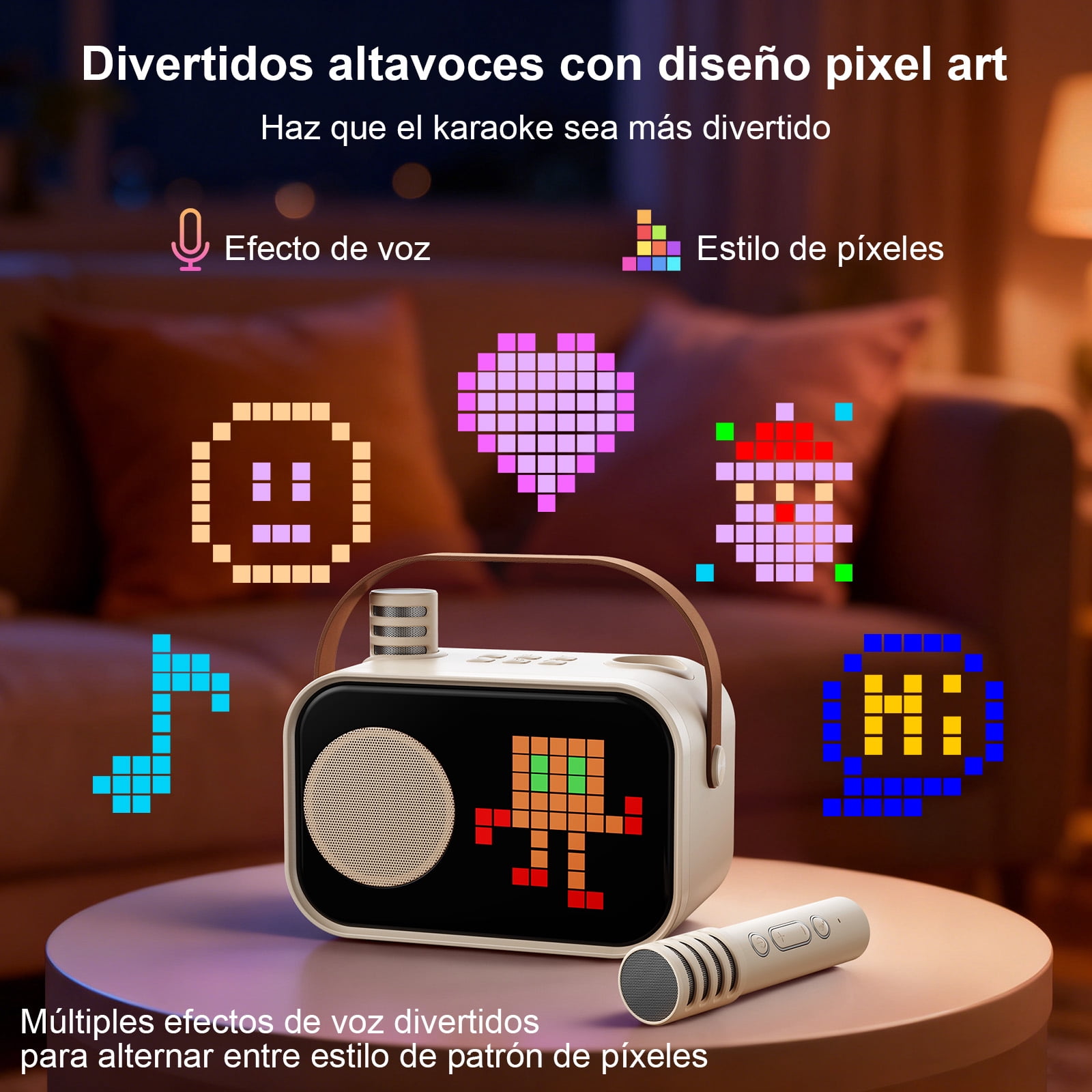 JYX Karaoke Machine for Kids Adults, Mini Karaoke Machine for Singing, Portable Party Speaker with Microphone, 15+ Pixel Animation, Kids Toy Gift