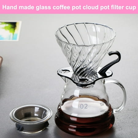 

Coffee pot cloud pot hand brewed coffee filter cup glass coffee pot glass tea pot hanging ear coffee pot V60 coffee filter cup-Option three-piece 600ml