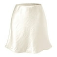 thumbnail image 3 of Minifalda Elegante de Cintura Alta con Volantes para Mujer, de Satén Sedoso, con de , Corte A. Beige XL, 3 of 10