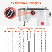 BCOOSS Sewing Machine for Beginners Electric Portable 12 Built-in Stitches with Extension Table