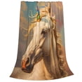 thumbnail image 2 of Pofeuu Rainbow White Horse Print Ultra-Soft Micro Fleece Blanket,for Bed Or Sofa,All Season Throw Blankets Flannel Blanket-60"x50", 2 of 7