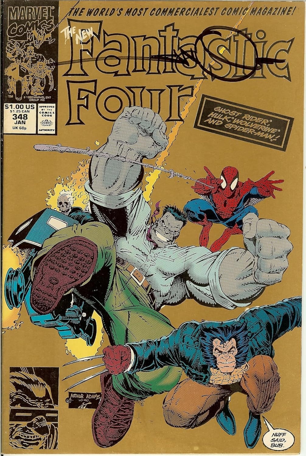 Fantastic Four #348 2nd Print GOLD Signed Walt Simonson with COA