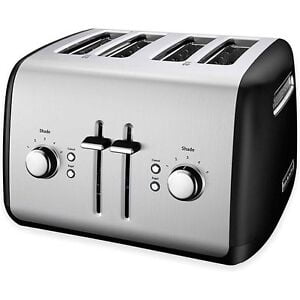 

KitchenAid KMT4115OB 4-Slice All Metal Stainless Steel Toaster Black Extra Wide