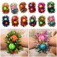 thumbnail image 2 of Pebbuoy Kids Dance Wrist Flower Bell Heart Sequins Decor Bright Colors Snap Buckle Wristband Children Performance Party Wear Accessory, 2 of 7