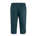 thumbnail image 6 of Men's Cotton Linen Capri Pants Casual Harem Drawstring Yoga Beach Pants with Pockets Mens Cargo Pants, 6 of 7