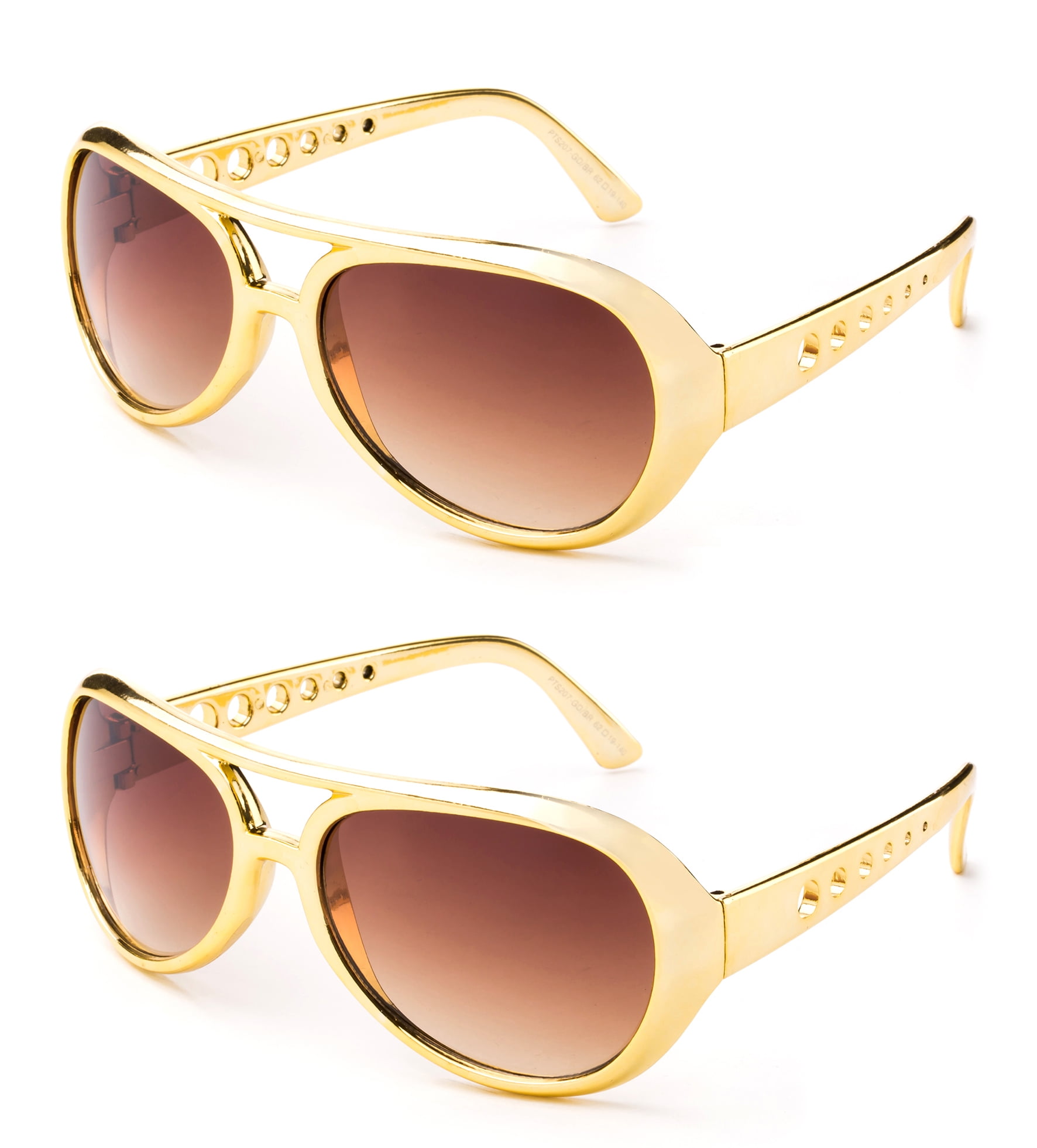Gold 60s Rock Star Aviator Sunglass Metal Side Pieces Disco Cosplay Eyewear 