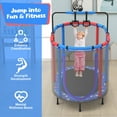 thumbnail image 6 of SHINPT 60" Toddler Trampoline Indoor, Mini Trampoline for Kids, Small Trampoline with Basketball Hoop and Swing,Baby Trampoline with Net, Kid Trampoline with Adjustable Gymnastics Bar, 6 of 9