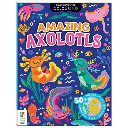 Kaleidoscope Sticker Coloring Amazing Axolotls Book Children Ages 6 and up, 72 Pages