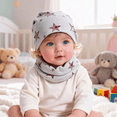 thumbnail image 5 of Kids Cute Warm Handsome Printed Star Moon Comfortable Breathable Hat Scarf Set, 5 of 7