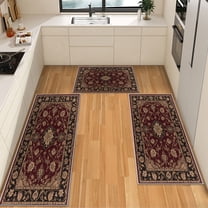 IsecretJoy Washable Kitchen Rugs Sets of 3, Non Slip Kitchen Mats for Floor Waterproof & Stain Resistant Runner Rug for Kitchen, Laundry Room, Hallway
