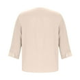 thumbnail image 6 of Bmawag Summer Tops for Women 3/4 Sleeve V-Neck Solid Color Plus Size Turndown Collar Pullover Blouses Women's Fashionable Dressy Casual Loose Shirts Gifts for Women Beige XL, 6 of 6