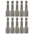 thumbnail image 1 of 10Pcs Power Nut Driver Hex Magnetic Bit Set Socket Impact Drill Bits M8x48mm 1/4in ShankGrey, 1 of 12