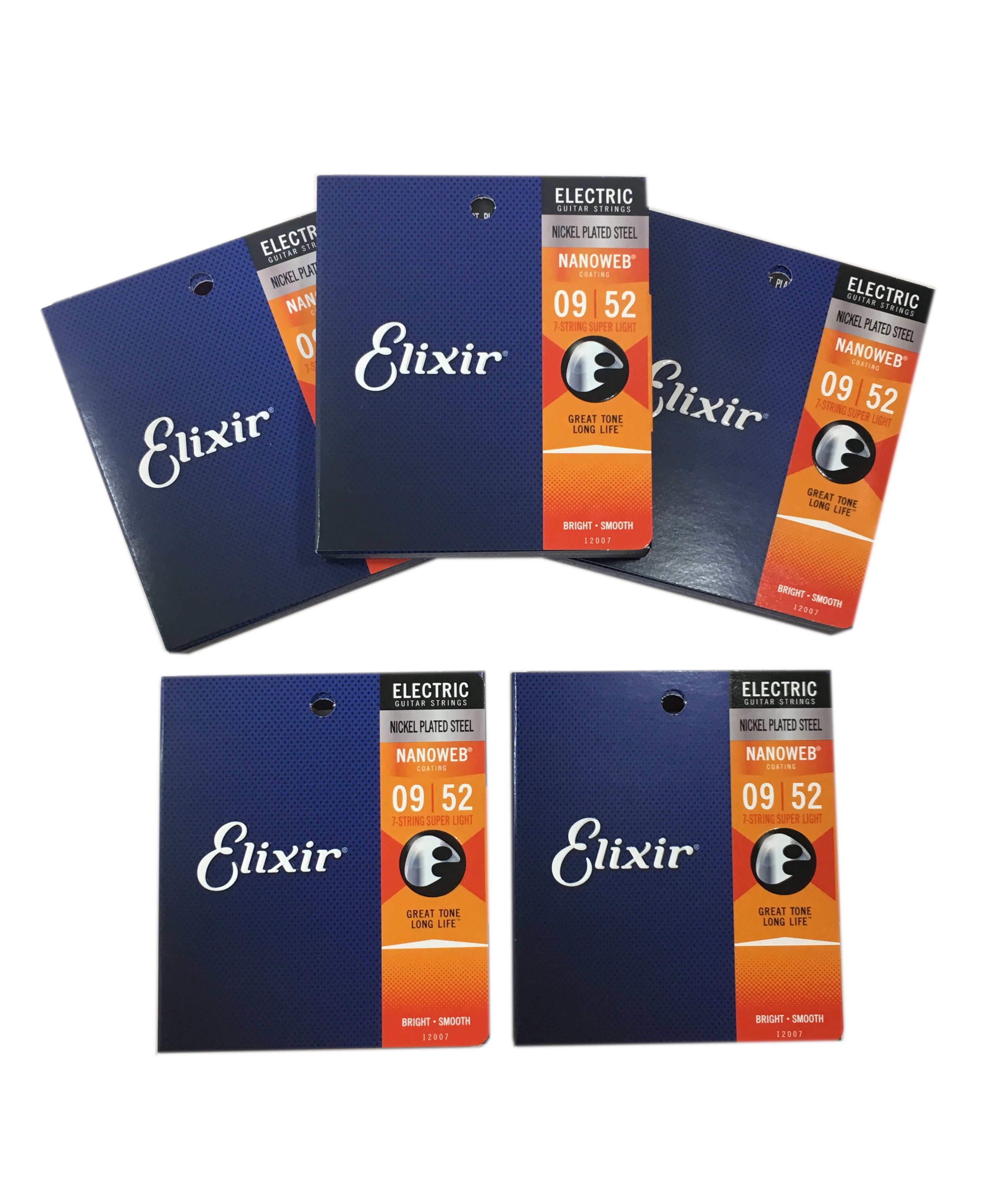 Elixir Guitar Strings 5Pack 7String Electric Nanoweb Super Light