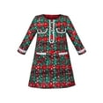 thumbnail image 1 of Robe Fille Rouge Noël Neige à Carreaux Perles Nouvel An Tweed Manches Longues 5 Ans, 1 of 1