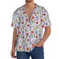 thumbnail image 3 of Honeii 's Tulips Flowers for men's short-sleeved button-up collared shirt featuring a pocket, perfect for beach vacations, and travel adventures., 3 of 5