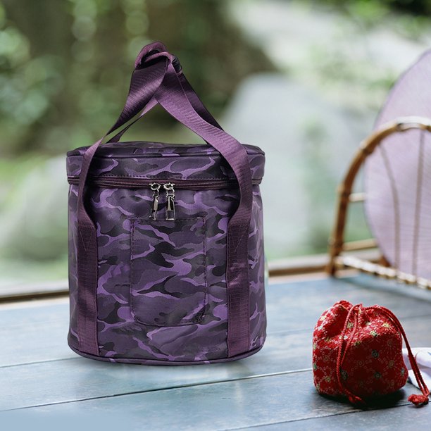 Bolsa De Tazón De Cristal Estuche de transporte para cuenco, funda de cuenco púrpura para cantar, pieza de cuenco portátil (8 pulgadas)