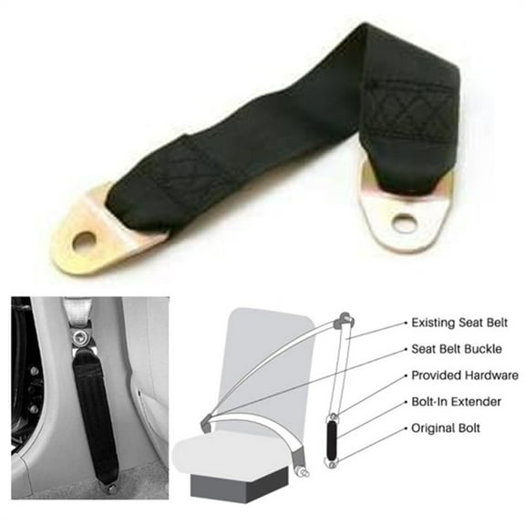 12 Inch Car Seat Belt Extender Black Fits 99% Of Front Seat Belts