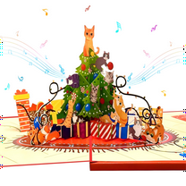 Lopxenu 3D Pop Up Christmas Cards with Light and Music, Cute Cats on Xmas Tree, 3D Popup Musical Greeting Card, Merry Christmas Gift for Cat Person, Mom, Son, Girls & Wife, Includes Envelope