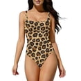 thumbnail image 3 of Xdegoge One Piece Swimsuits for Women Square Neck Monokini Bathing Suits Smooth Leopard Animal Print Ruched Tummy Control Slimming Summer Pool Party, 3 of 9