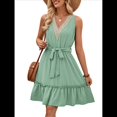 thumbnail image 2 of Vestidos de Verano para Mujer, Sin Mangas, Informales, Holgados, con Vuelo, Midi Verde M, 2 of 10